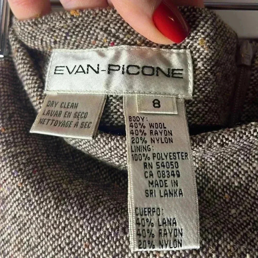 Evan Picone Wool Blend Lined Pencil Skirt Size 8 - Picture 4 of 7